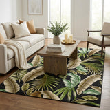 5' X 8' Midnight And Chocolate Floral Shag Washable Area Rug With UV Protection
