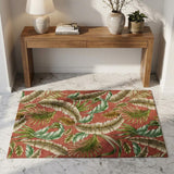 3' X 5' Red And Chocolate Floral Shag Washable Area Rug With UV Protection