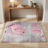 3' X 5' Pink And Charcoal Animal Print Shag Washable Area Rug With UV Protection
