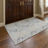 3' X 5' Gray And Charcoal Floral Shag Washable Area Rug With UV Protection