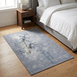 3' X 5' Gray And Silver Animal Print Shag Washable Area Rug With UV Protection