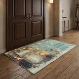 3' X 5' Blue And Teal Floral Shag Washable Area Rug With UV Protection