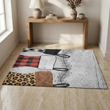 3' X 5' Gray And Black Plaid Shag Washable Area Rug With UV Protection