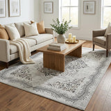 5' X 8' Gray And Black Plaid Shag Washable Area Rug With UV Protection