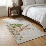 3' X 5' Taupe And Chocolate Animal Print Shag Washable Area Rug With UV Protection