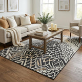 5' X 8' Gray And Black Animal Print Shag Washable Area Rug With UV Protection
