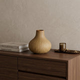 6" Sand Ribbed Ceramic Tapered Table Vase