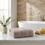 Light Brown Jacquard Turkish Cotton 40" X 70" Chevron Bath Sheet