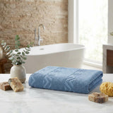 Navy Blue Jacquard Turkish Cotton 40" X 70" Chevron Bath Sheet