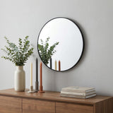 16" Black Aluminum Round Framed Bathroom Vanity Mirror
