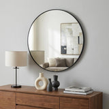 20" Black Aluminum Round Framed Bathroom Vanity Mirror