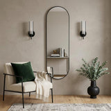 63" Black Aluminum Oval Framed Full Length Hanging Mirror