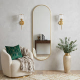 63" Gold Aluminum Oval Framed Full Length Hanging Mirror