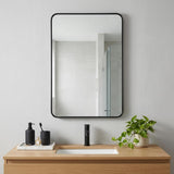 32" Black Aluminum Framed Bathroom Vanity Mirror