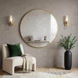 24" Gold Aluminum Round Framed Bathroom Vanity Mirror