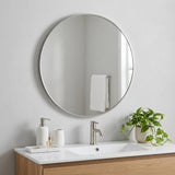 32" Silver Aluminum Round Framed Bathroom Vanity Mirror
