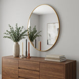 36" Gold Aluminum Round Framed Bathroom Vanity Mirror