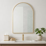 30" Gold Aluminum Arch Framed Bathroom Vanity Mirror