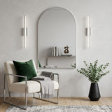 30" Silver Aluminum Arch Framed Bathroom Vanity Mirror