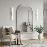 32" Silver Aluminum Arch Framed Bathroom Vanity Mirror