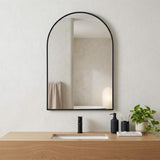 36" Black Aluminum Arch Framed Bathroom Vanity Mirror