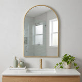 36" Gold Aluminum Arch Framed Bathroom Vanity Mirror