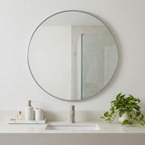 42" Silver Aluminum Round Framed Bathroom Vanity Mirror