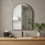 40" Black Aluminum Arch Framed Bathroom Vanity Mirror