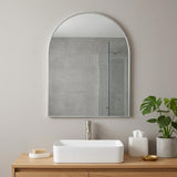40" Silver Aluminum Arch Framed Bathroom Vanity Mirror