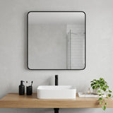 36" Black Aluminum Square Framed Bathroom Vanity Mirror