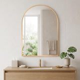 32" Gold Aluminum Arch Framed Bathroom Vanity Mirror