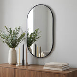 28" Black Aluminum Oval Framed Accent Mirror