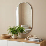 28" Silver Aluminum Oval Framed Accent Mirror