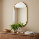 28" Gold Aluminum Oval Framed Accent Mirror