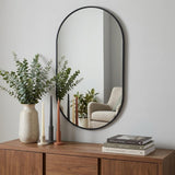 33" Black Aluminum Oval Framed Accent Mirror