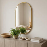 33" Gold Aluminum Oval Framed Accent Mirror