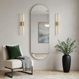 63" Silver Aluminum Oval Framed Full Length Hanging Mirror