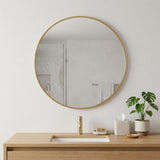 30" Gold Aluminum Round Framed Bathroom Vanity Mirror