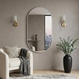 33" Silver Aluminum Oval Framed Accent Mirror