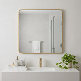 30" Gold Aluminum Square Framed Bathroom Vanity Mirror