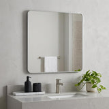 30" Silver Aluminum Square Framed Bathroom Vanity Mirror