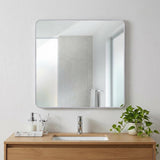36" Silver Aluminum Square Framed Bathroom Vanity Mirror