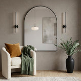 36" Black Aluminum Arch Framed Bathroom Vanity Mirror