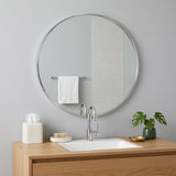 39" Silver Aluminum Round Framed Bathroom Vanity Mirror