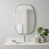 30" Silver Aluminum Oval Framed Bathroom Vanity Mirror