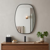 36" Black Aluminum Oval Framed Bathroom Vanity Mirror