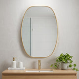 36" Gold Aluminum Oval Framed Bathroom Vanity Mirror