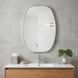 36" Silver Aluminum Oval Framed Bathroom Vanity Mirror