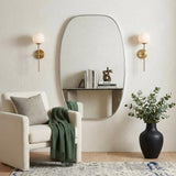 40" Silver Aluminum Oval Framed Bathroom Vanity Mirror