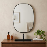 32" Black Aluminum Oval Framed Bathroom Vanity Mirror